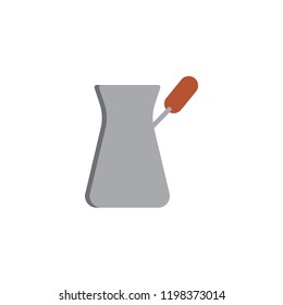Turkish cezve pot flat icon, vector sign, colorful pictogram isolated on white. Coffee maker symbol, logo illustration. Flat style design