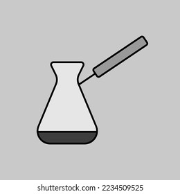 Turkish cezve vector grayscale icon. Kitchen appliance. Graph symbol for cooking web site design, logo, app, UI