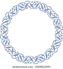 Turkish circular border ornament. Pattern of traditional floral elements of Iznik pottery. Inspired by tiles of Topkapi palace