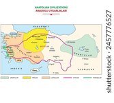 Turkish civilizations founded in Anatolia. Anatolian civilizations map