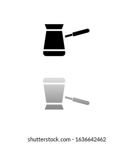 Turkish Coffee. Black symbol on white background. Simple illustration. Flat Vector Icon. Mirror Reflection Shadow. Can be used in logo, web, mobile and UI UX project