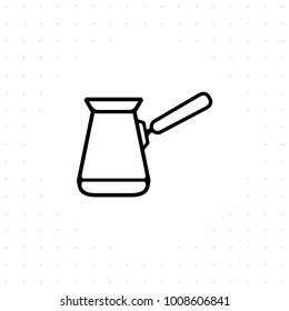 Turkish coffee. Brewing method icon in line art style. Turkish coffee icon. Coffee maker equipment. Coffee brewing methods icon. Turk vector illustration