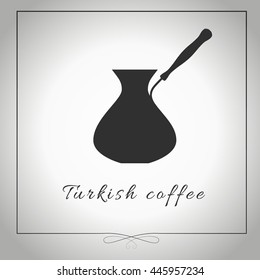 Turkish coffee Cezve. simple vector coffee brew pot icon. Graphic silhouette. Isolated illustration. Traditional cyprus drink