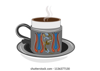 Turkish coffee cup. Vector image. White background.