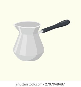 Equipo de café turco. Ilustración vectorial Cezve. Turk por café.