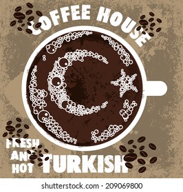 turkish coffee and flag vector art