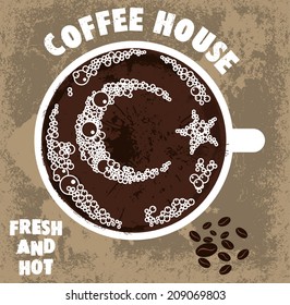turkish coffee and flag vector art
