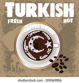 turkish coffee and flag vector art