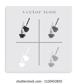 Turkish coffee flat black and white vector icon. 
