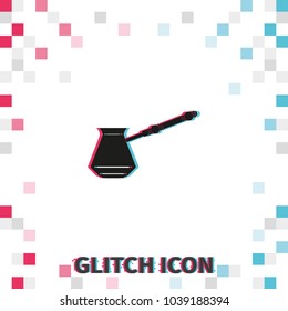 Turkish coffee  glitch effect vector icon.