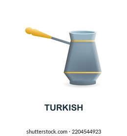 Turkish coffee icon. 3d illustration from coffee collection. Creative Turkish coffee 3d icon for web design, templates, infographics and more