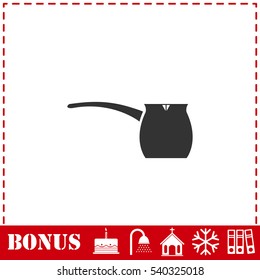 Turkish coffee icon flat. Simple vector symbol and bonus icon