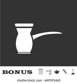 Turkish coffee icon flat. White pictogram on black background. Vector illustration symbol and bonus icons