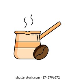 Turco, icono del café. Ilustración vectorial de contorno de campo simple de color para ui y ux, sitio web o aplicación móvil