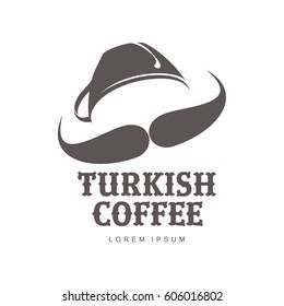 Turkish coffee logo templates. Abstract two colors coffee logo for your design. Badges, labels, banners, advertisements, brochures, business templates. Vector illustration isolated on white background