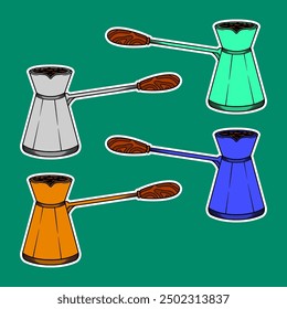 Turkish Coffee Maker Doodle Sticker Illustration