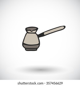 Turkish coffee - coffee maker. Hand-drawn coffee brewing method icon. Doodle drawing. Vector illustration