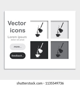 Turkish coffee placed on web page template flat vector icon. Turk for coffee illustration.