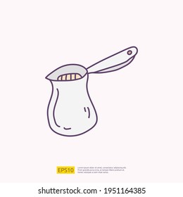 Türkische Kaffeekanne für Cafe Konzept Vektorgrafik. Symbol für das Symbol für die Füllfarbe des Handzeichens