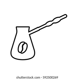 Turkish coffee pot, cezve or ibrik line icon. Metal container for making strong Turkish coffee. Vector Illustration