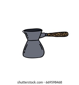 turkish coffee pot doodle icon