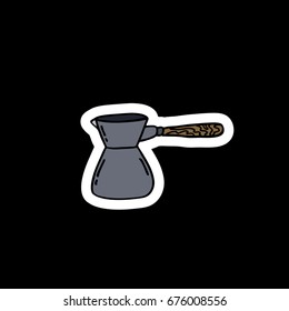 turkish coffee pot doodle icon, sticker