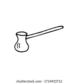 Turkish coffee pot doodle illustration. Hand drawn turkish coffee pot illustration in vector on white background. Doodle cezve illustration