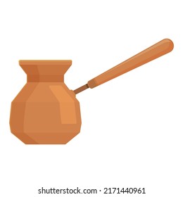 Turkish coffee pot icon cartoon vector. Cezve cup. Cafe copper