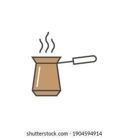 turkish coffee pot icon in color icon, isolated on white background 