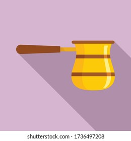 Turkish coffee pot icon. Flat illustration of turkish coffee pot vector icon for web design