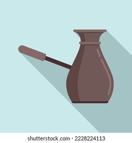 Turkish coffee pot icon flat vector. Espresso drink. Shop machine