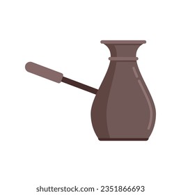 Turkish coffee pot icon flat vector. Espresso drink. Shop machine isolated