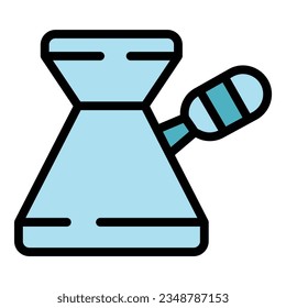 Turkish coffee pot icon outline vector. Cezve cup. Kitchen pot color flat