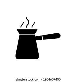 icono de la olla de café turca en un icono de glifo de forma plana y sólida, aislado en fondo blanco 