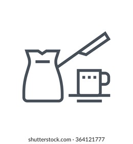 Turkish coffee and pot  icon suitable for info graphics, websites and print media and  interfaces. Line vector icon.