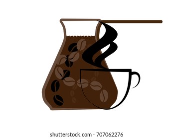 Turkish, Coffee & Pot. Vector illustration  