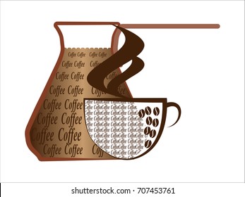 Turkish, Coffee & Pot . Vector illustration