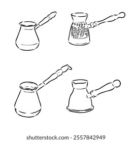 Turkish Coffee, coffee, sketch of coffee beans, vector