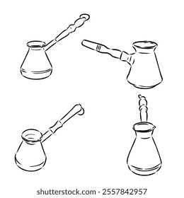 Turkish Coffee, coffee, sketch of coffee beans, vector
