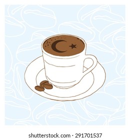 Turkish Coffee vector illustration / Turkish Flag