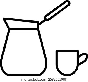 Turkish Coffee Vector Line Icon Design