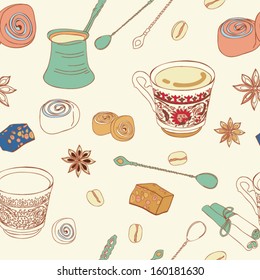 Turkish coffee vector seamless pattern 