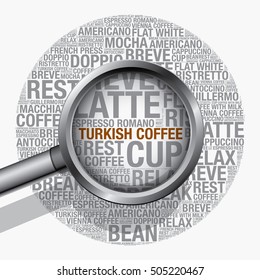 Turkish coffee word cloud concept, vector design template