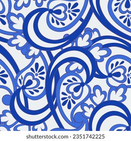 Turkish Cucumber Paisley. Seamless vector pattern in traditional oriental style with flowers, leaves and fantasy elements. Fabric and wallpaper cover