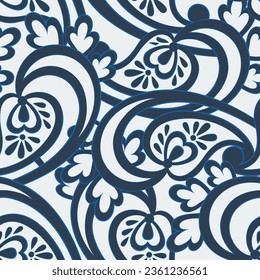 Turkish Cucumber Paisley. Seamless vector pattern in traditional oriental style with flowers, leaves and fantasy elements. Fabric and wallpaper cover