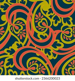 Turkish Cucumber Paisley. Seamless vector pattern in traditional oriental style with flowers, leaves and fantasy elements. Fabric and wallpaper cover