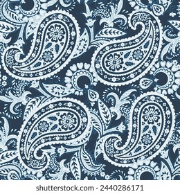 Paisley de pepino turco. Patrón de vector sin costuras en estilo oriental tradicional con flores, hojas y elementos de fantasía. Cubierta de tela y papel pintado
