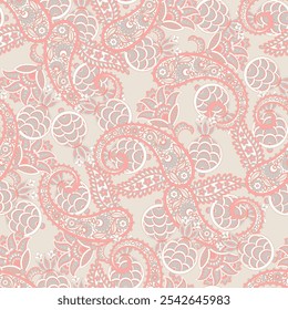 Pepino turco Paisley patrón de Vector sin fisuras en estilo oriental tradicional. Decorado con flores, hojas y Elementos de fantasía, para fundas de tela, textiles y Fondo de pantalla