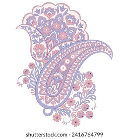 Türkischer Gurken Paisley. Vektormuster im traditionellen orientalischen Stil mit Blumen, Blättern und Fantasieelementen. 