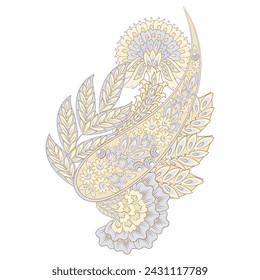 In: Turkish Cucumber Paisley. Vektormuster im traditionellen orientalischen Stil mit Blumen, Blättern und Fantasy-Elementen.